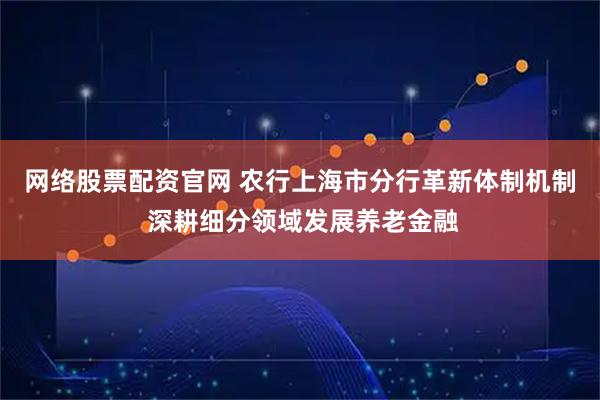 网络股票配资官网 农行上海市分行革新体制机制 深耕细分领域发展养老金融